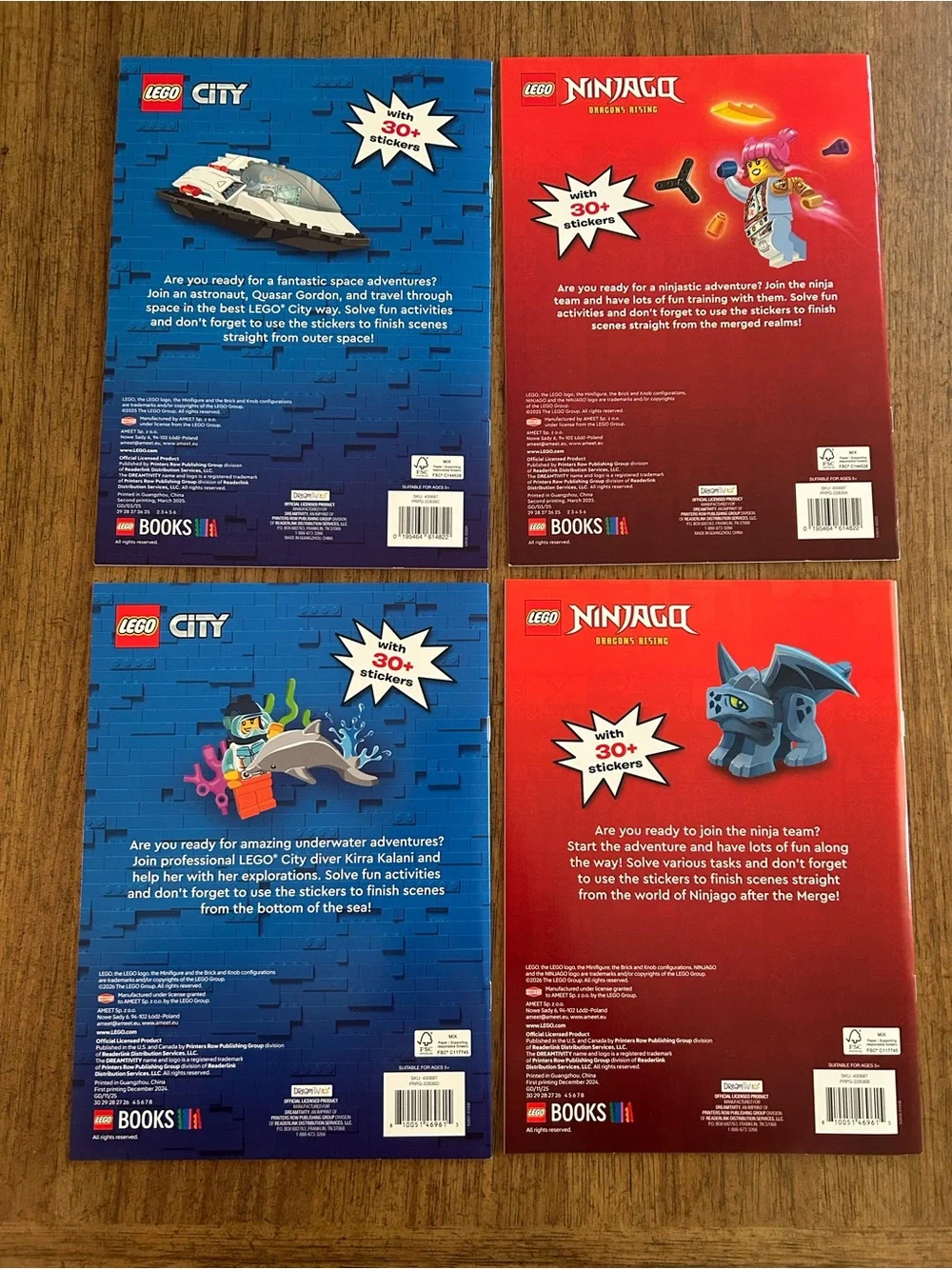 🆕 Lego City & Lego Ninjago Sticker Activity Books - set includes all 4! 🪐🥷🐠